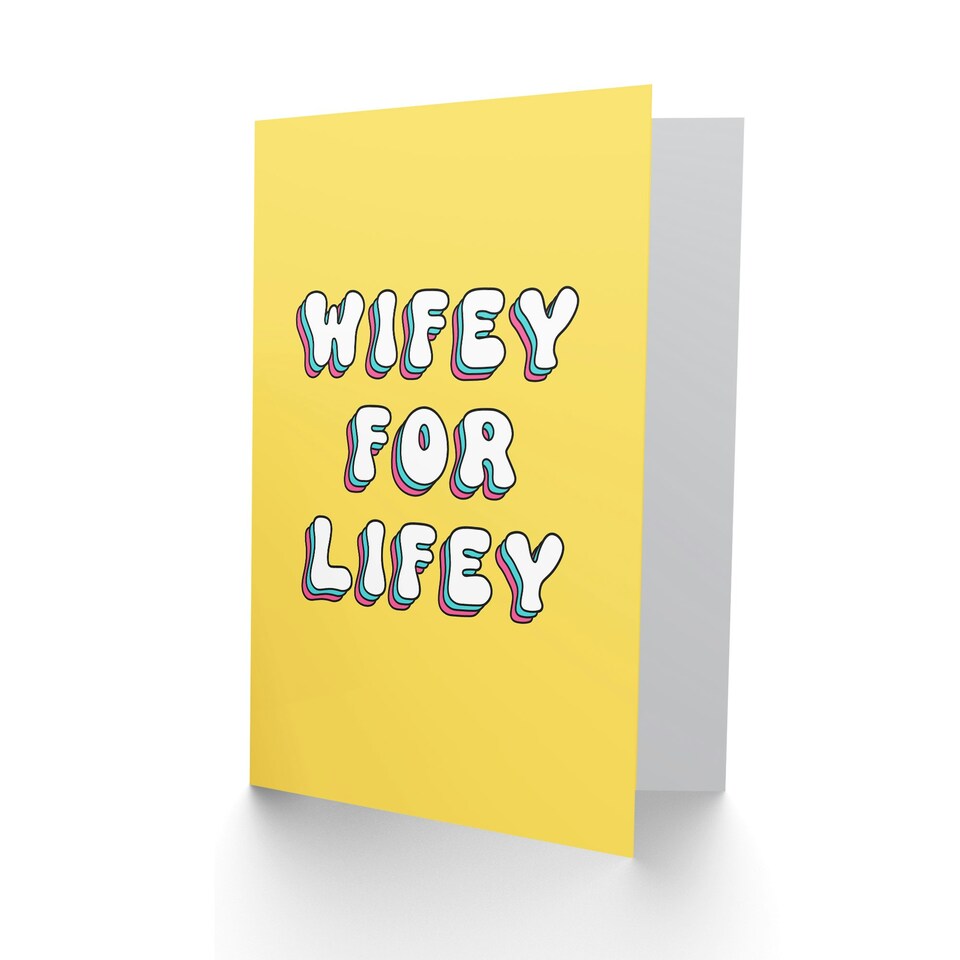 image 1 of Wifey For Lifey Fun Cute Retro Yellow Woman Her Birthday Card