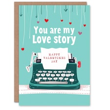 You Are My Love Story Typewriter Anniversary Valentines Day Card