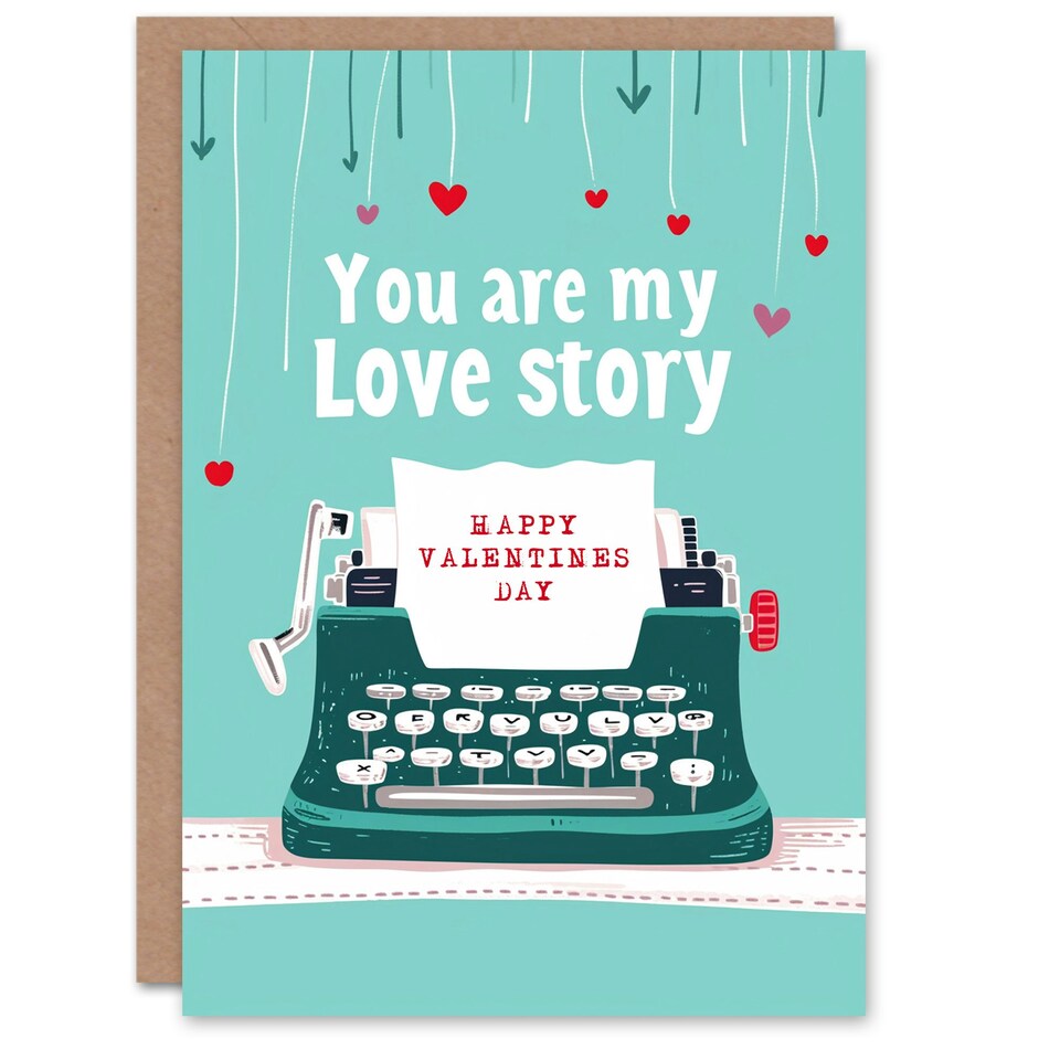 image 1 of You Are My Love Story Typewriter Anniversary Valentines Day Card