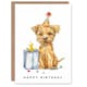 image 1 of Cute Terrier Puppy Party Hat Kids Girl Boy Child Kids Birthday Card