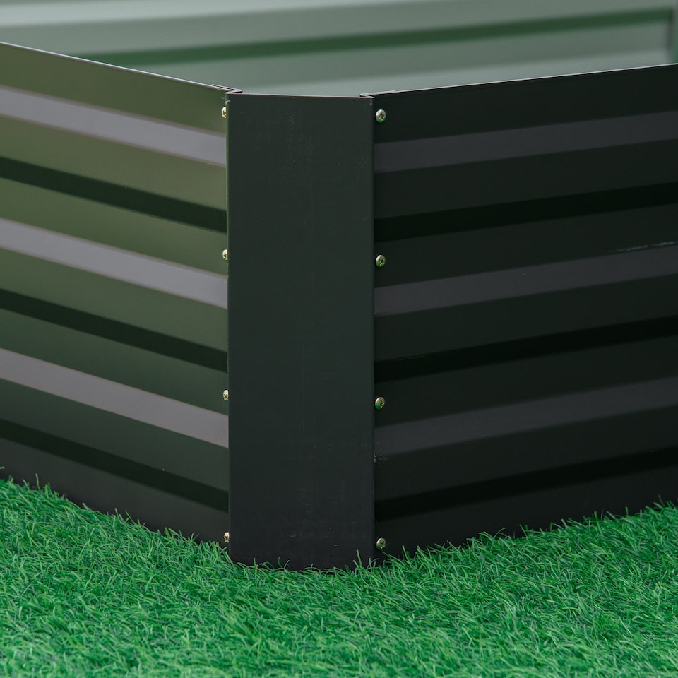 image 1 of Outsunny Galvanised Raised Garden Bed Metal Planter Box with Open Bottom, Green