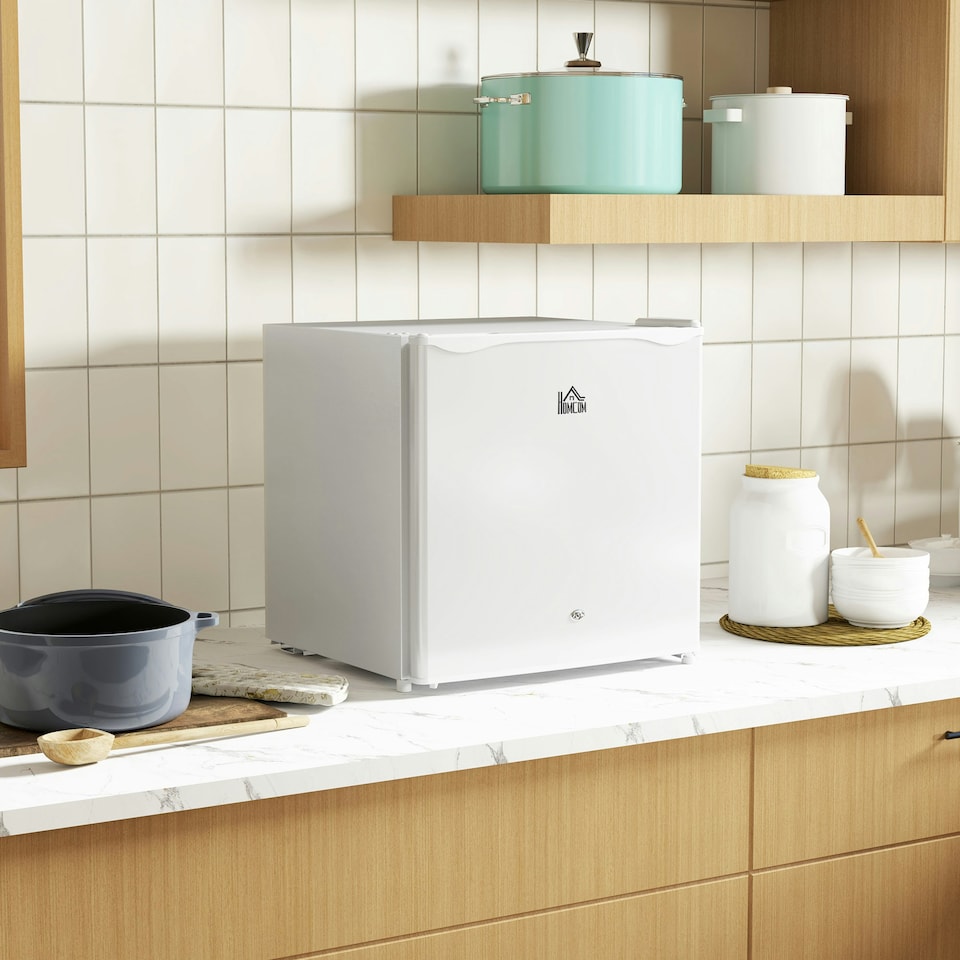 image 1 of HOMCOM 46L Counter Top Fridge Mini Fridge with Lock Chiller Box Cream White