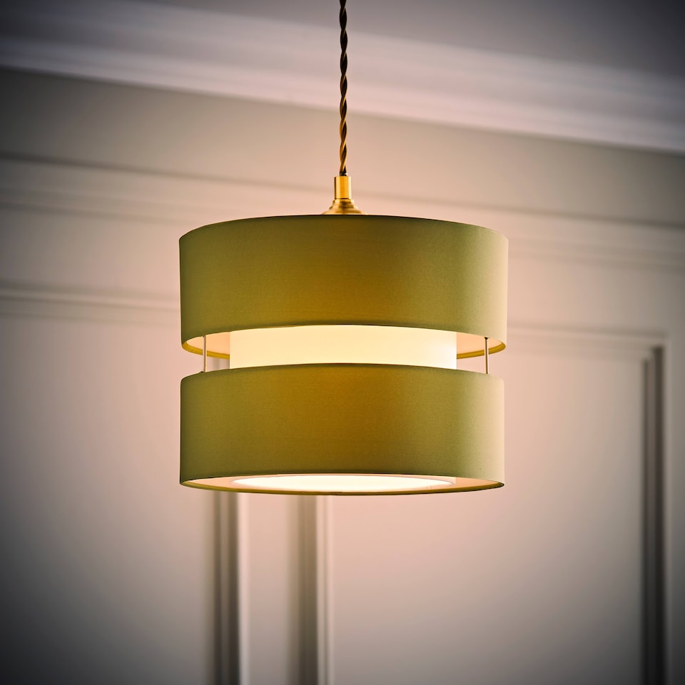 image 1 of ValueLights Sophia Small Olive 2 Tier Ceiling Light Shade & Bulb | Green