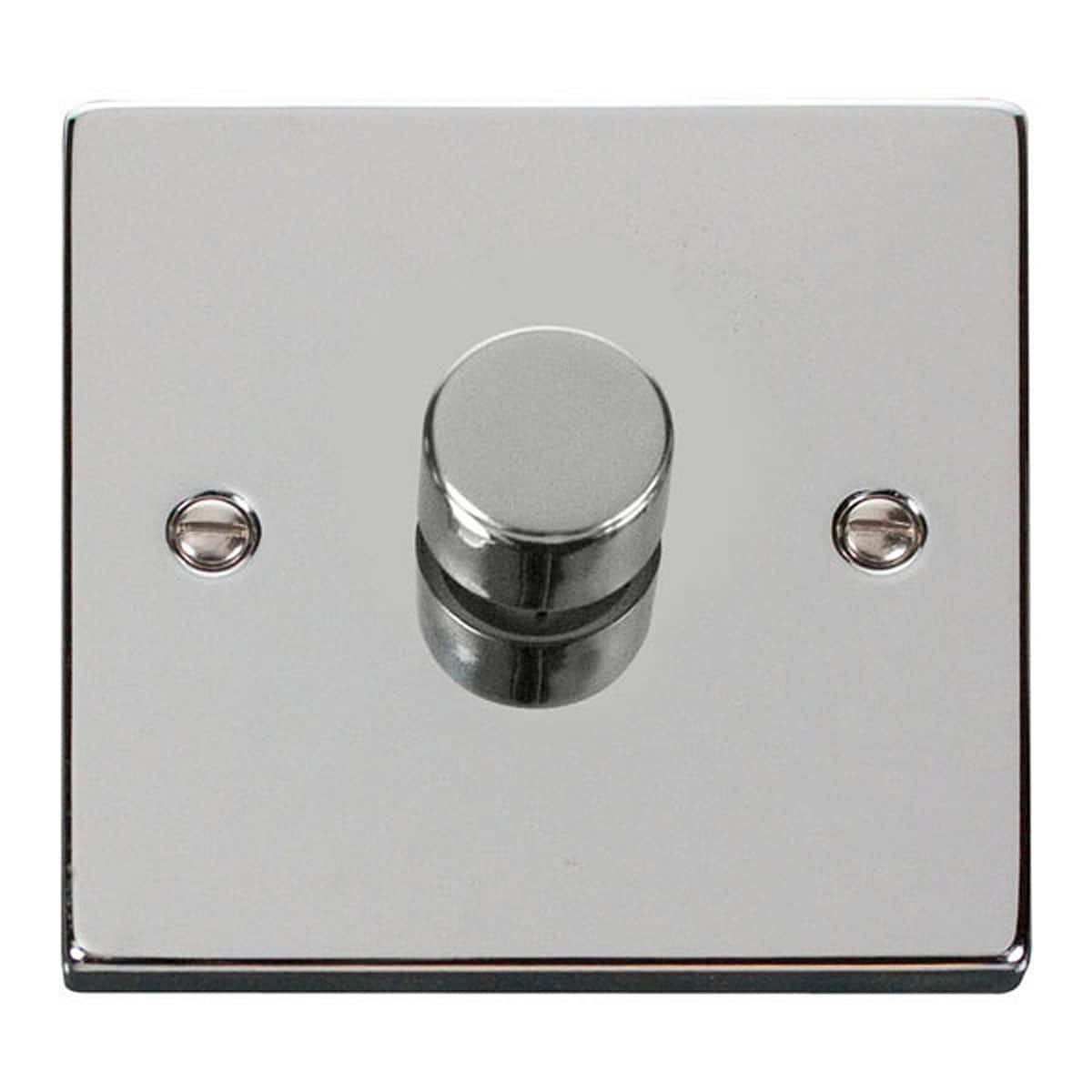SE HOME Polished Chrome 1 Gang 2 Way LED 100W Trailing Edge Dimmer Light Switch Chrome Polished Chrome