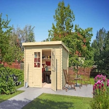 San Jose 230-Log Cabin, Wooden Garden Room, Timber Summerhouse, Home Office - L295 x W268.7 x H210.9 cm Brown