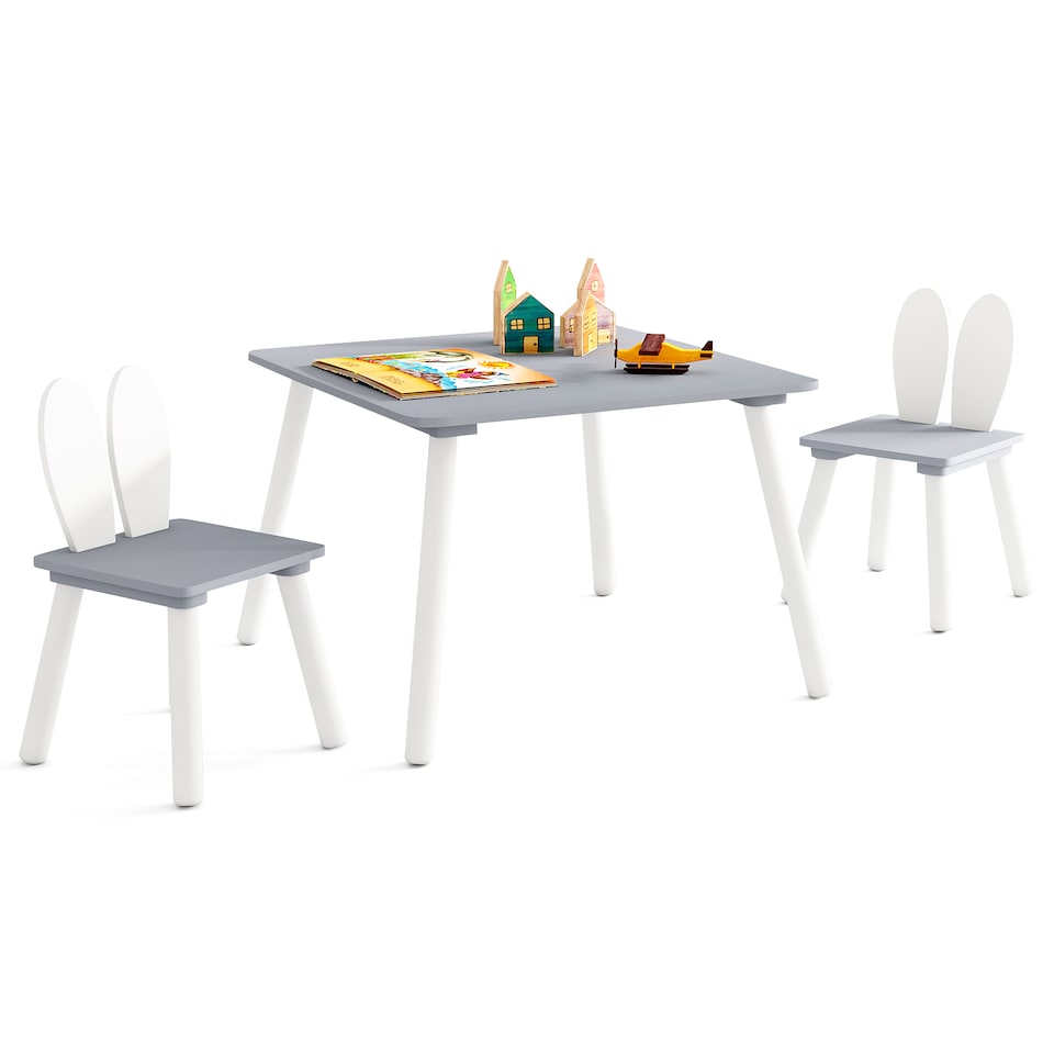 image 1 of COSTWAY Kids Table and Chairs Set Multi purpose Children  Furniture Set Grey