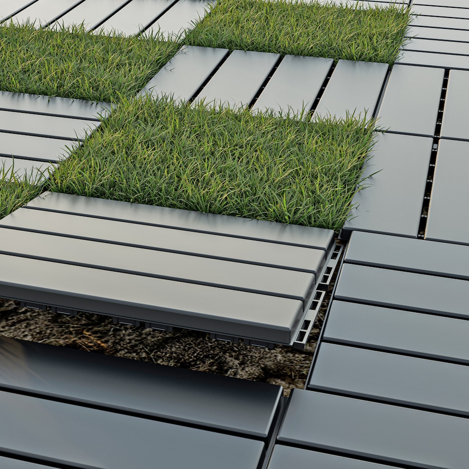 image 1 of URBNLIVING Interlocking Garden Deck Tiles | Multi | Anthracite | 9 Tiles