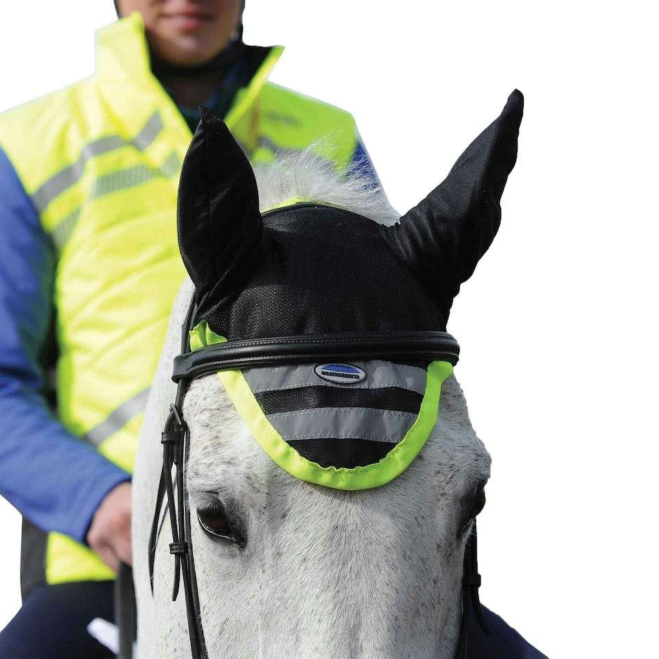image 1 of Weatherbeeta Reflective Horse Ear Bonnet - Yellow/Black - Pony