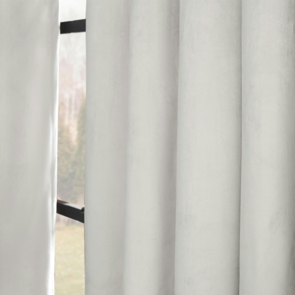 image 1 of OHS Matte Velvet Thermal Lined Eyelet Curtains, 46x54" - Charcoal