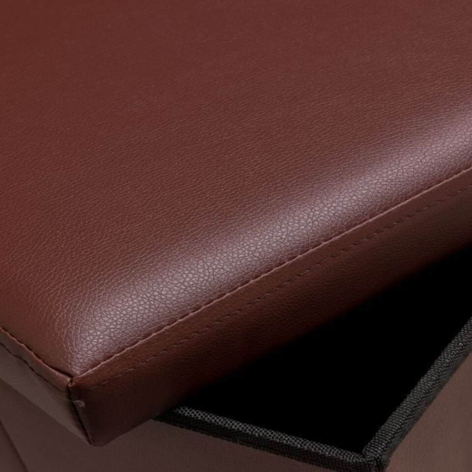image 1 of Faux Leather Storage Ottoman Storage Box With Lid Foldable - 38x38x38cm Square Red