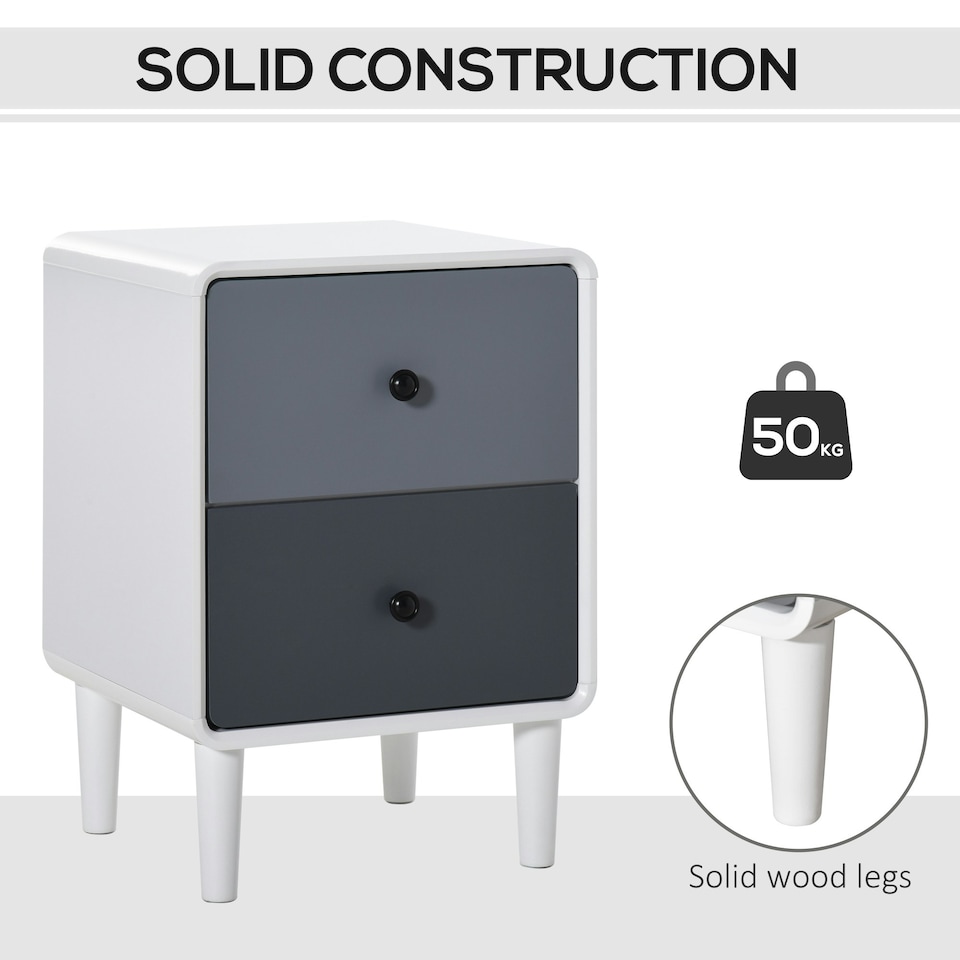 image 1 of HOMCOM Nordic Side Cabinet Nightstand Organizer with Drawer Bedroom, Living Room