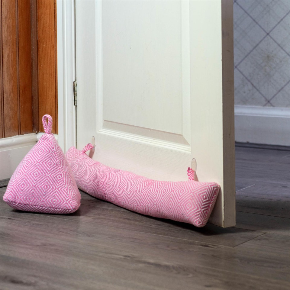 image 1 of Nicola Spring Chevron Draught Excluders - 80cm - Pink - Pack of 2