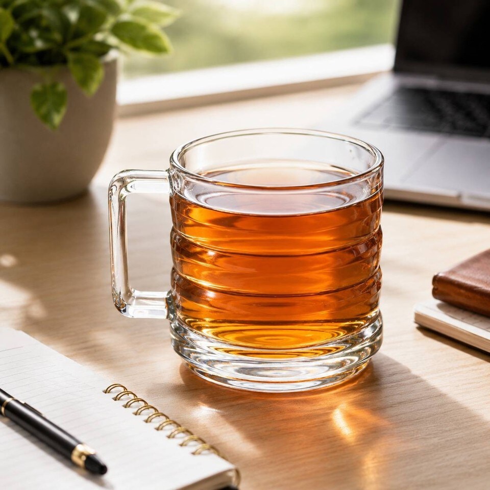image 1 of 250ml Mugs Modern Clear Glass Tea Coffee Cups Hot Drinks Latte Glasses Set of 12