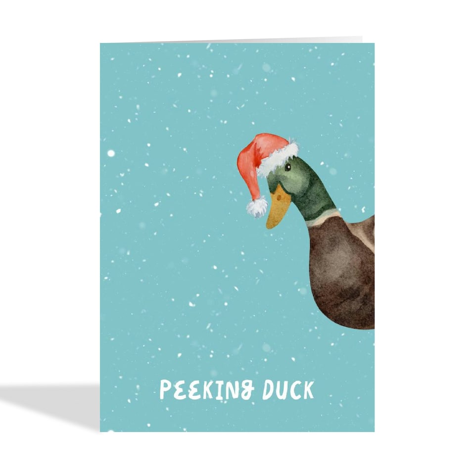 image 1 of Funny Peeking Duck Christmas Card
