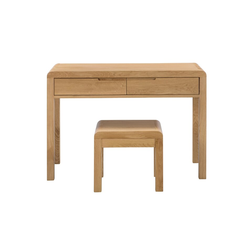 image 1 of Curve 2 Drawer Dressing Table with Stool Set - Oak