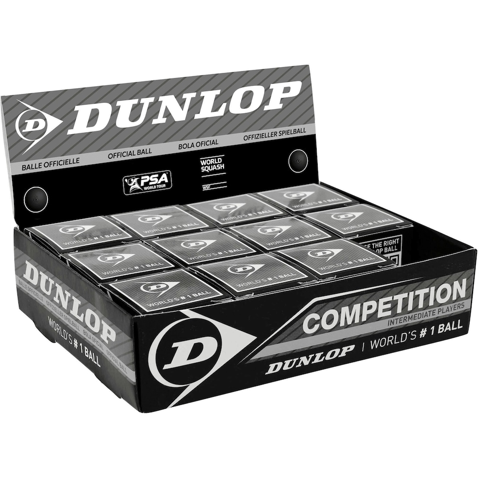 image 1 of Dunlop Competition Squash Balls (Pack of 12) - Black - One Size