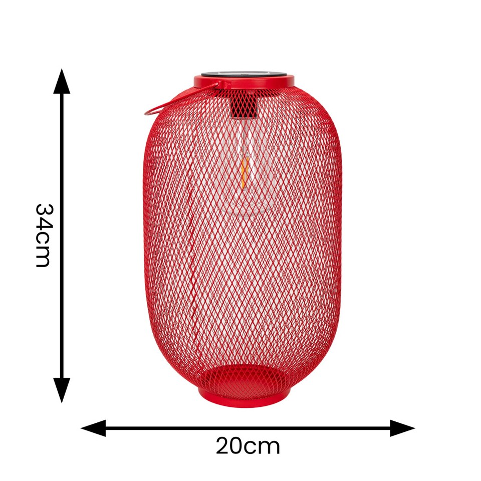 image 1 of ValueLights Solar Powered Outdoor Red Metal Mesh Basket Garden Lantern Light