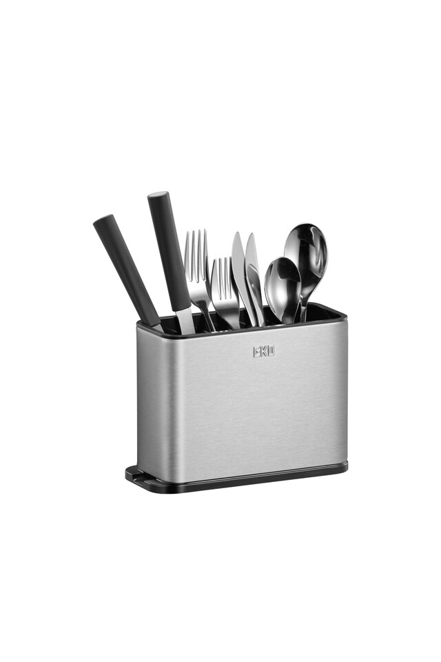 image 1 of EKO - Kitchen Utensil Holder - Utensil Organiser & Cutlery Drainer for Sink - Customisable Compartments for Cutlery, Gadgets - Stainless Steel Utensil Holder - Perfect for Kitchen