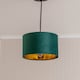 image 2 of ValueLights Reni Small Forest Green Velvet Chrome Inner Lamp Shade & Bulb | Green