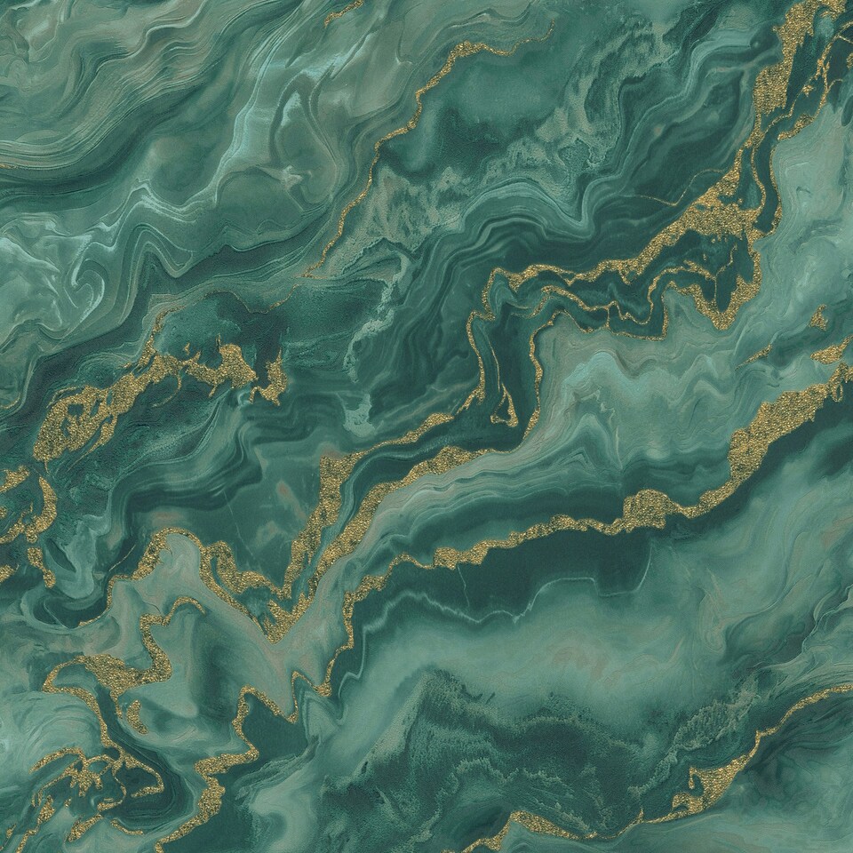 image 1 of Elle Mystic Marble Green/Gold Wallpaper | Multi
