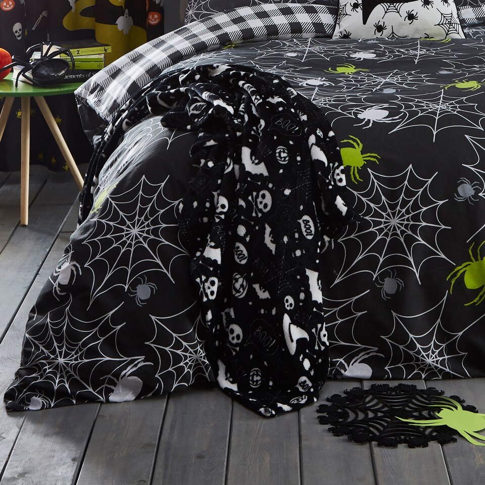 image 1 of Bedlam Boo Halloween Throw Black