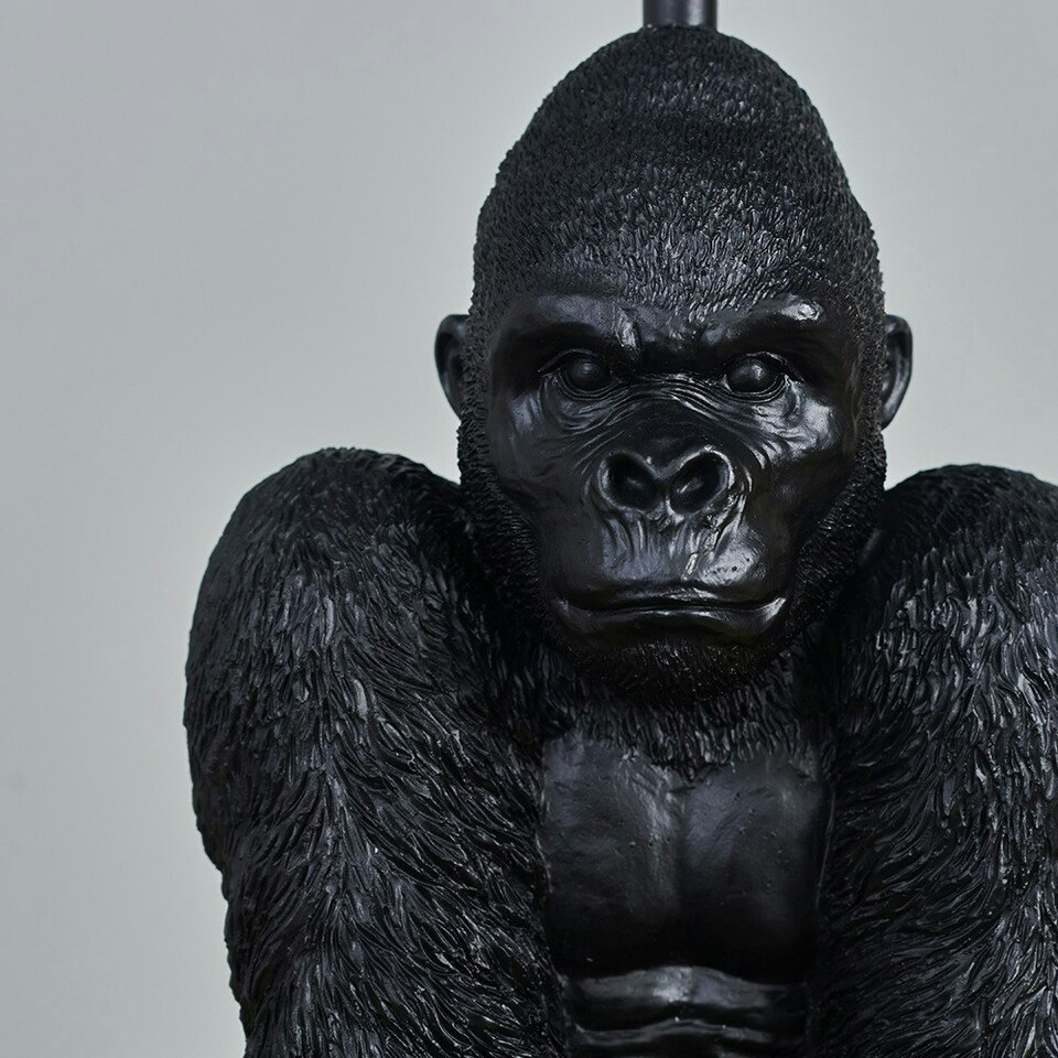 image 1 of ValueLights Modern Matt Black Sitting Gorilla Monkey Table Lamp Base