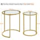 image 3 of Yaheetech Set of 2 Nesting Side Tables with Round Tempered Glass Top