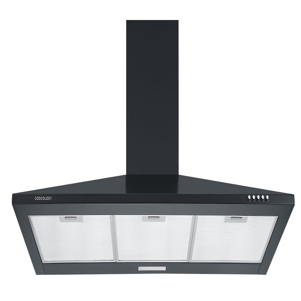 image 1 of Cookology 100cm Black Chimney Cooker Hood - Energy Rating A
