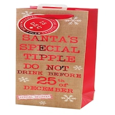 Hessian Texture Design Bottle Size Christmas Gift Bag