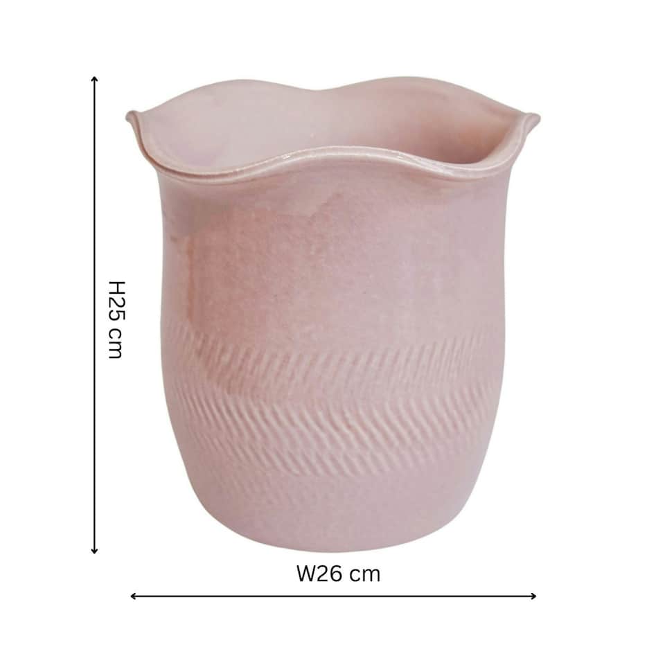 image 1 of Camellia Scalloped Edge Planter White