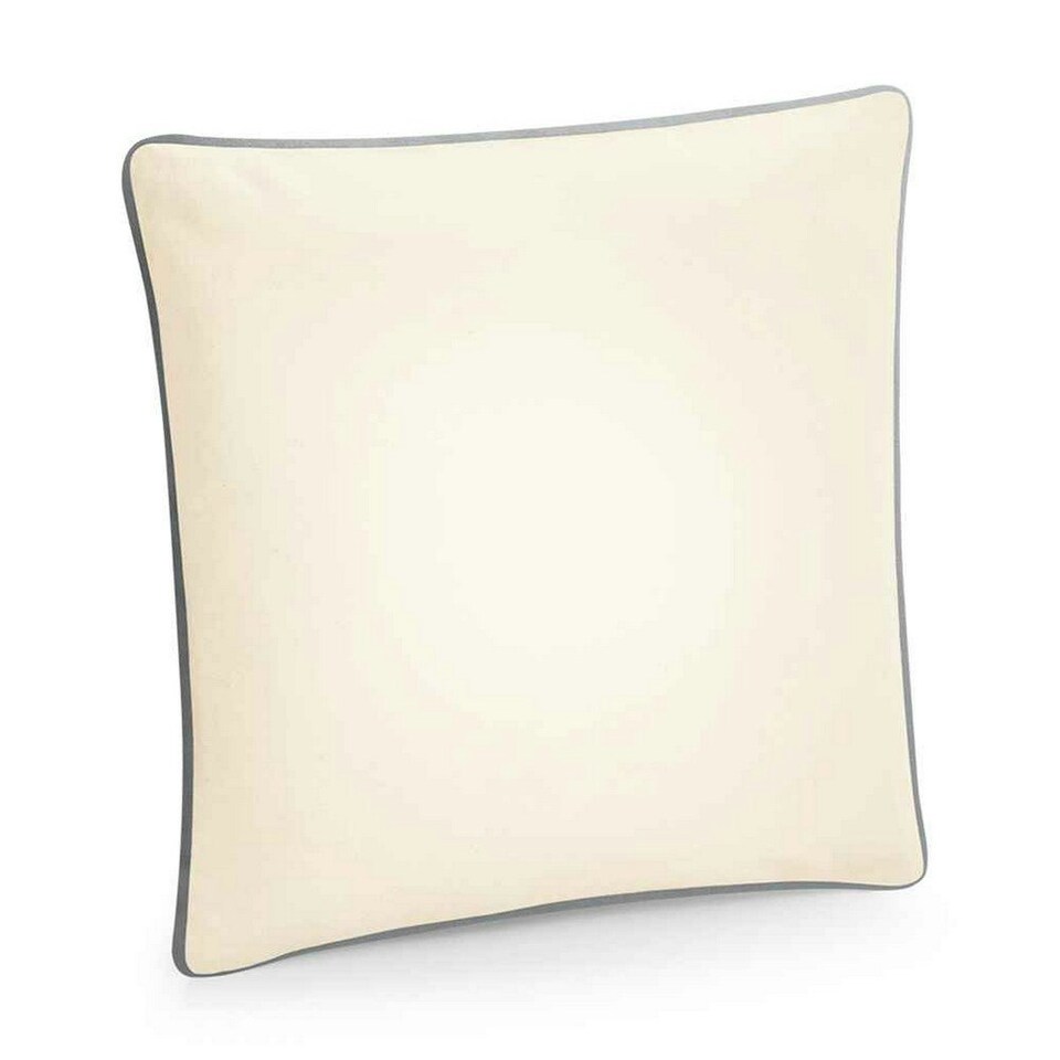 image 1 of Westford Mill Fairtrade Piped Cushion Cover - Natural/Light Grey - One Size