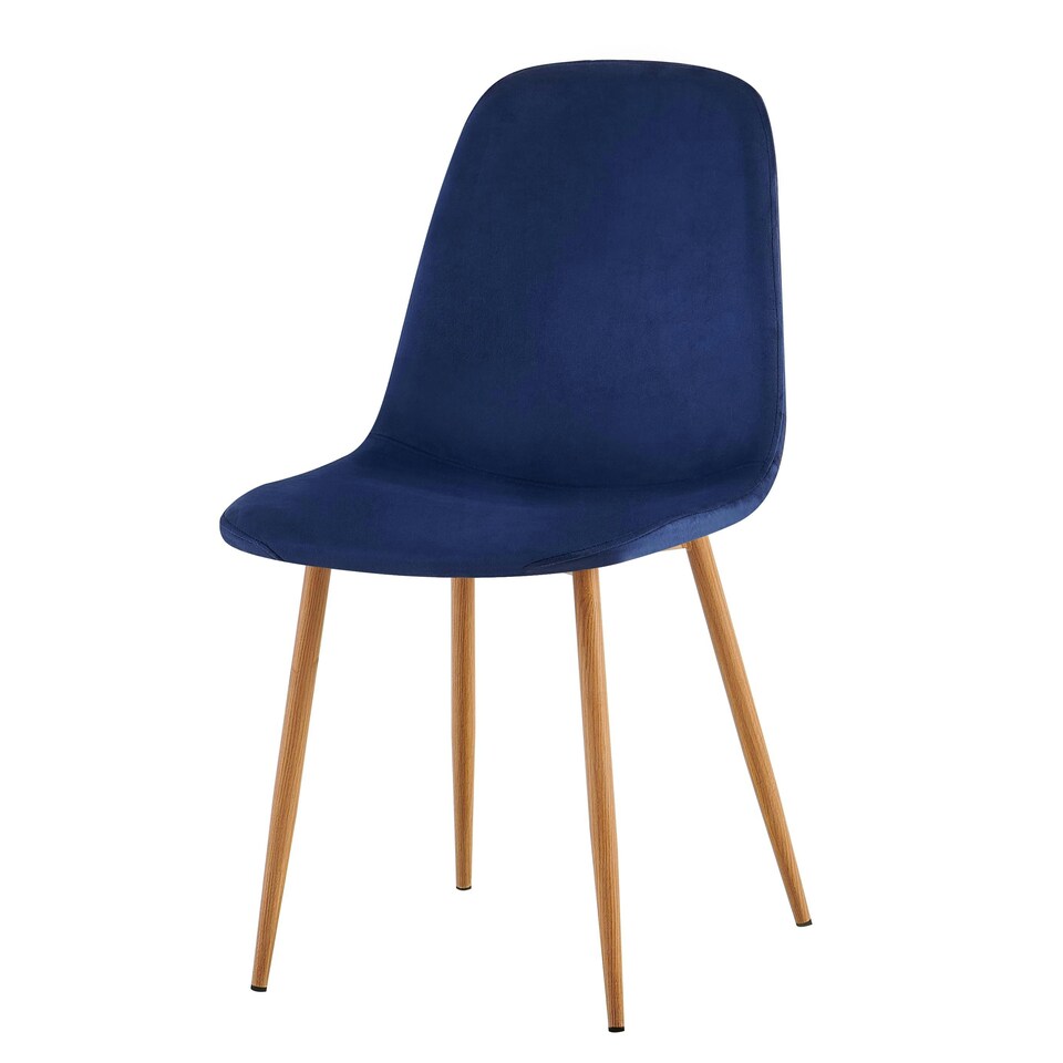 image 1 of Luxe Dining Chair 2pc Madieval Blue Wood Printed Coating Blue