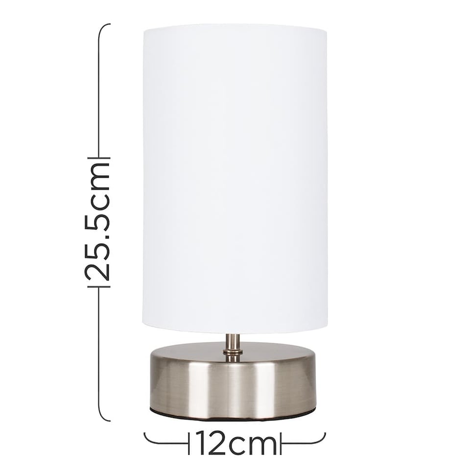 image 1 of ValueLights Pair Francis Chrome Touch Table Lamp White Shades | Silver
