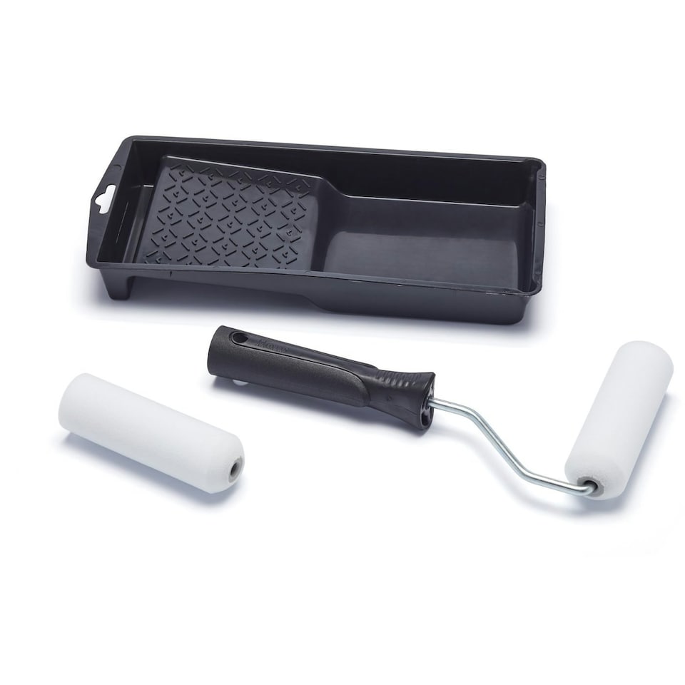 image 1 of Harris Essentials Gloss 4 Inch Mini Paint Roller Set (4 Piece) - Black/White - One Size