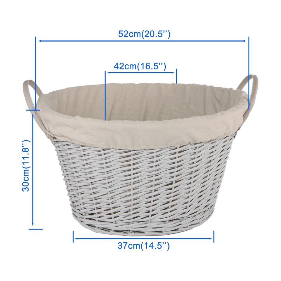 image 1 of Wickerfield Oval Wicker Laundry and Storage Basket with Handles and Removable Cotton Liner