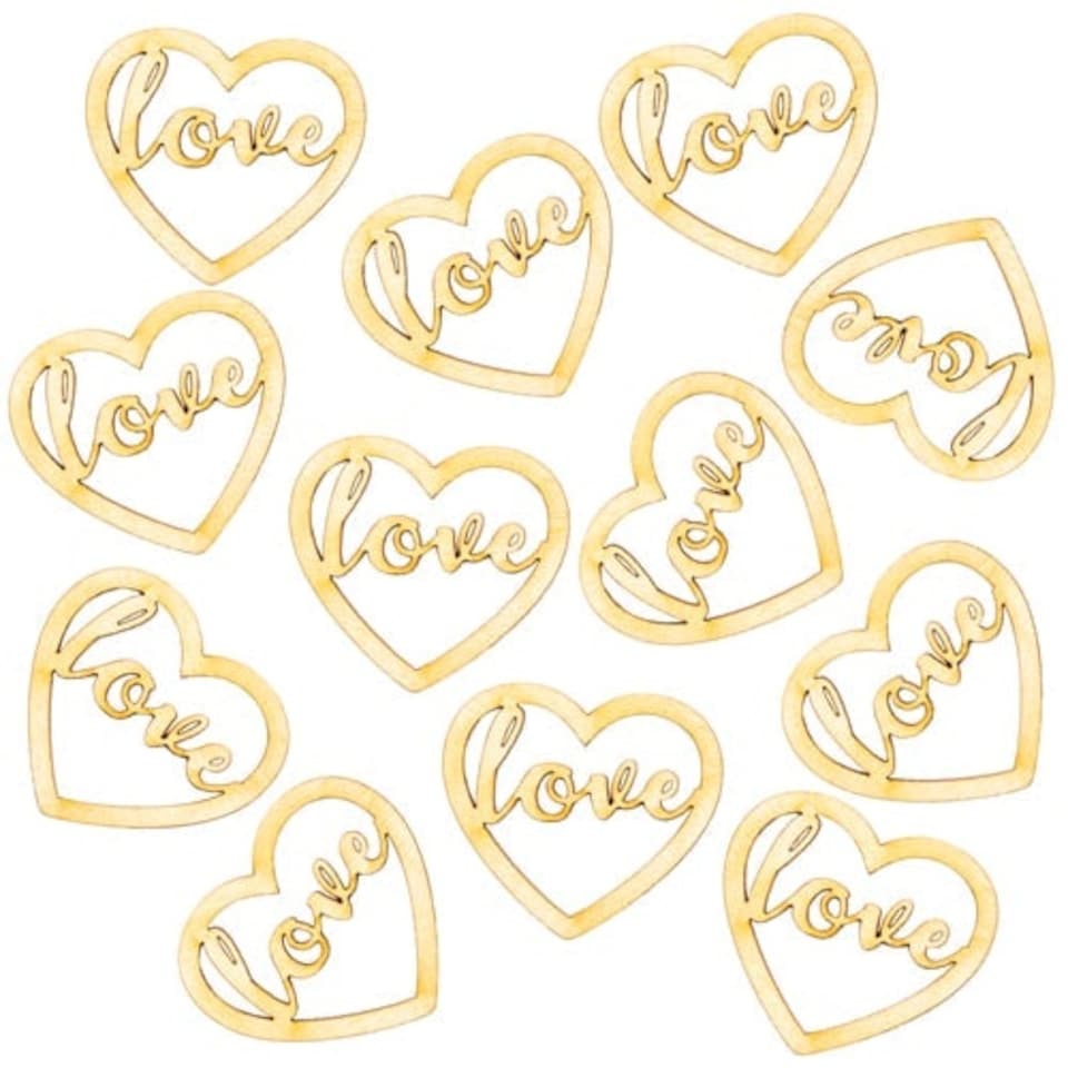 image 1 of Wooden Love Script Table Confetti 4cm - Pack of 12