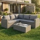 image 1 of Alivio 5-Seater PE Rattan Patio Corner Sofa Set with Table, Anti-UV Cushions