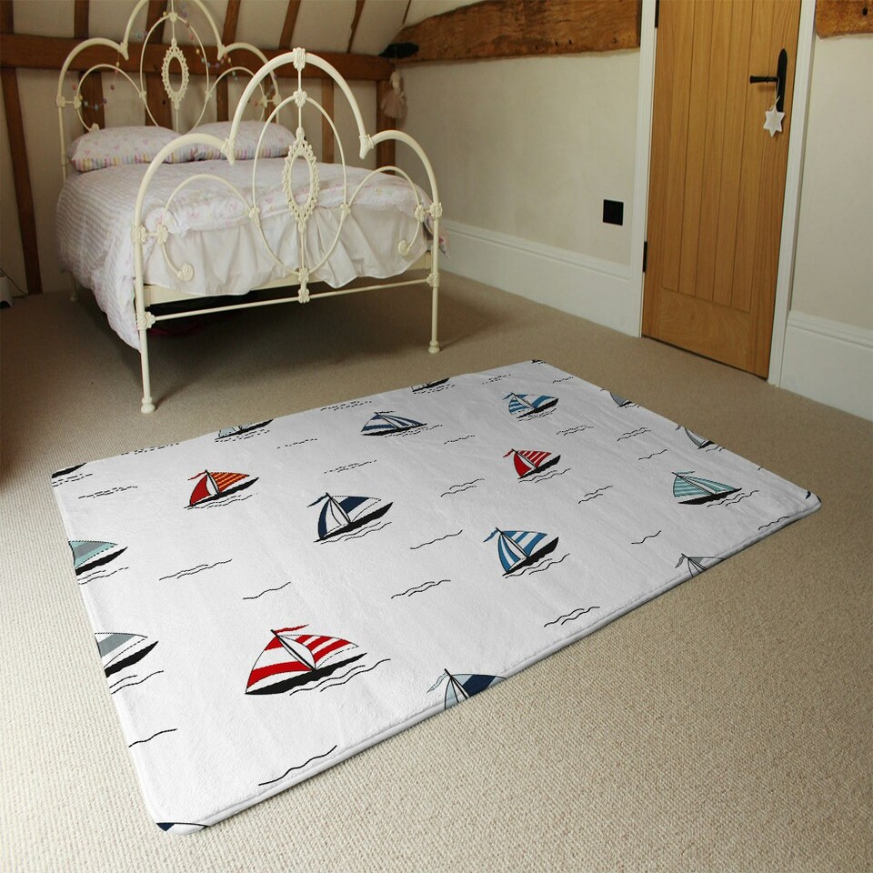 image 1 of Red & Blue Sailboats (Rug) Multi | Small: 60x110cm