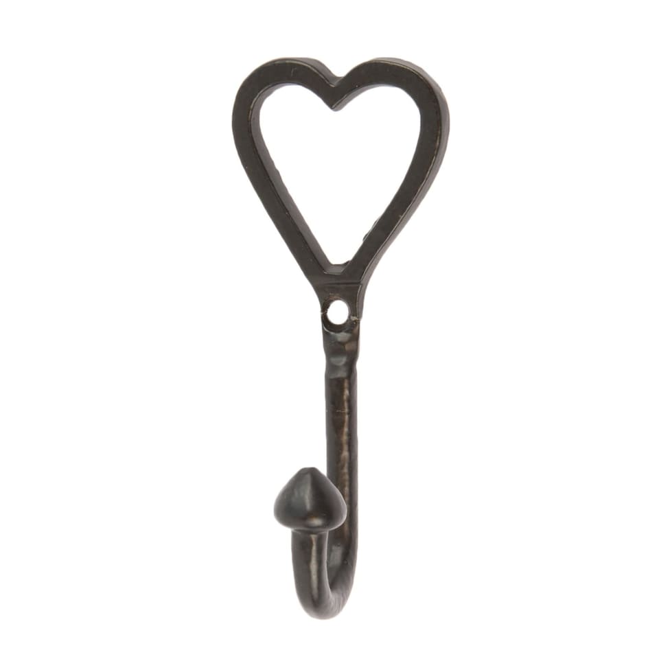 image 1 of Hammer & Tongs Single Heart Hook - W40mm x H100mm - Black