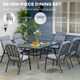 image 4 of Outsunny 7 Pieces Garden Dining Set, Outdoor Rectangular Dining Table and 6 Cushioned Armchairs, Tempered Glass Top Table w Umbrella Hole, Texteline Seats, Grey