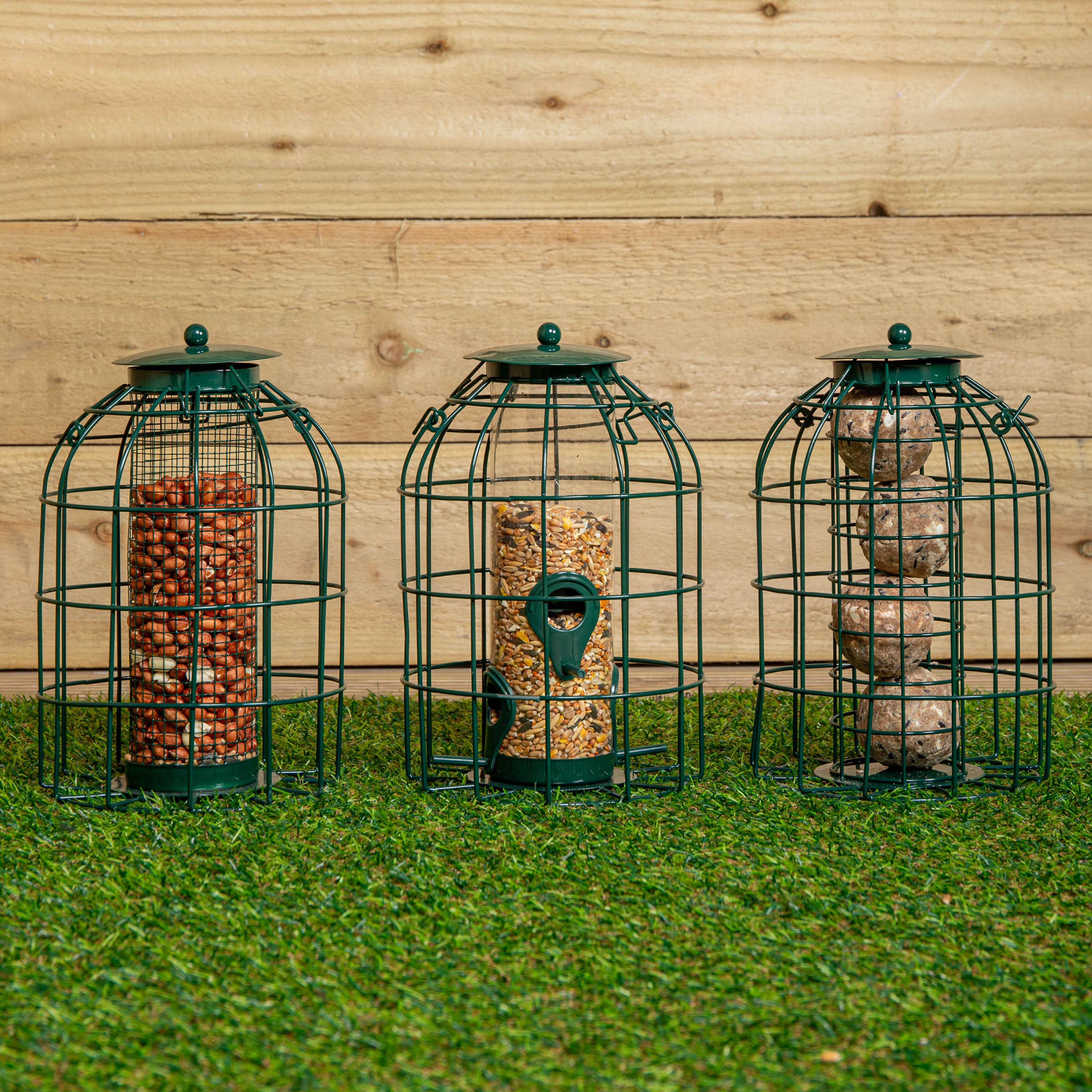 Samuel Alexander Pack of 3 Hanging Nut Seed & Fat Ball Bird Feeders with Squirrel Guard