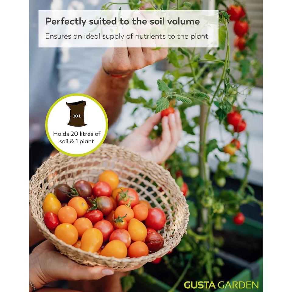 image 1 of Gusta Garden Tom Tomato Tomato Pot Dark Green- Planter with Climbing Aid, Self-Watering System & Plant Clips - 4.5L Water Reservoir & 20L Soil Capacity