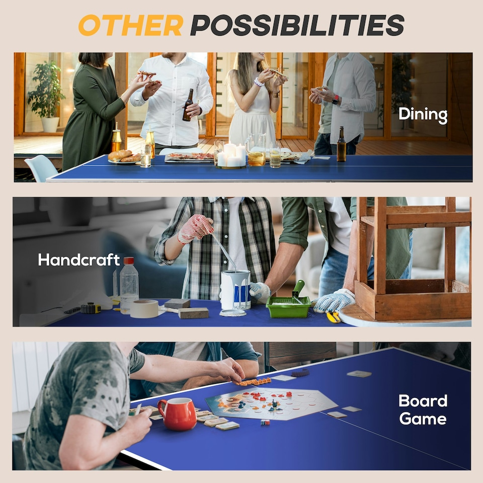 image 1 of SPORTNOW 9FT Foldable Table Tennis Table with Cover, Net, Paddles, Balls - Blue