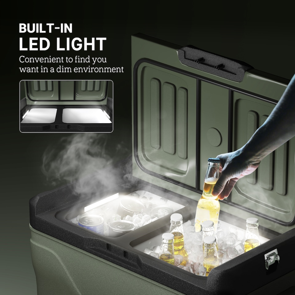 image 1 of Outsunny 45L Camping Fridge Freezer Dual Zone, Portable Car Fridge 12V/24V DC & 100-240V AC, Electric Cool Box -20℃-20℃ with Wheels and LED Light, for Travel, RV, Road Trip, Picnic (Energy Class E)