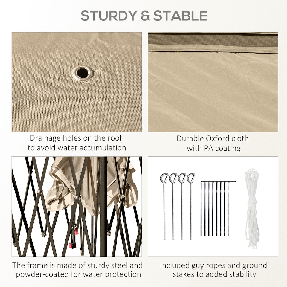 image 1 of Outsunny 3.3 x 3.3m Pop Up Gazebo, Double Roof Foldable Canopy Tent with Zipped Mesh Sidewalls, Height Adjustable and Carrying Bag, Event Tent for Patio Garden, Beige