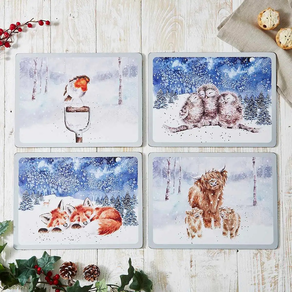 image 1 of Wrendale Designs Set of 4 Winter Sky Christmas Placemats
