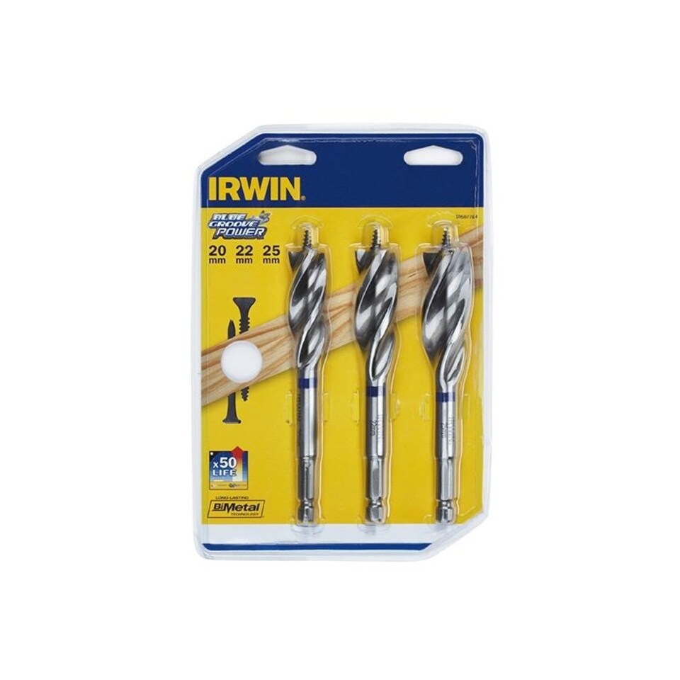 Irwin Blue Groove Power Bits - Multi Colour - set 20 22 25mm