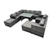 image 1 of Fimous 10-seater Outdoor PE Rattan Sofa Set with Dining Table Patio Garden Furniture Sets with 2 Chair 2 Big Stools Dark Grey Mixed