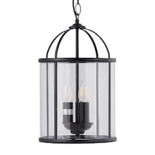 Alicia - Black 3 Light Lantern Style Pendant | Black | Black and clear glass | Small | 1