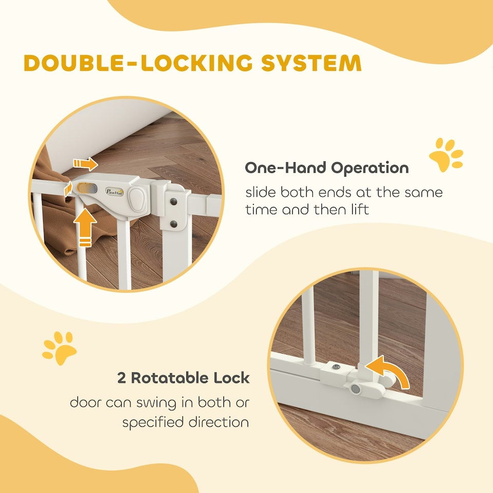 image 1 of PawHut Adjustable Safety Gate w/ 3 Extensions and Four Adjustable Screws, White